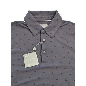 Hickey‎ Freeman New York Mens Gray Diamond Print Classic Fit Polo Shirt Sz Small